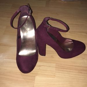 Deep plum ankle strap  velvety heels
